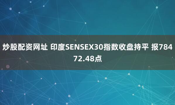 炒股配资网址 印度SENSEX30指数收盘持平 报78472.48点