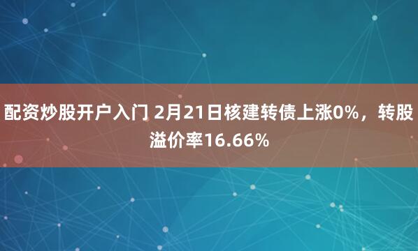 配资炒股开户入门 2月21日核建转债上涨0%，转股溢价率16.66%